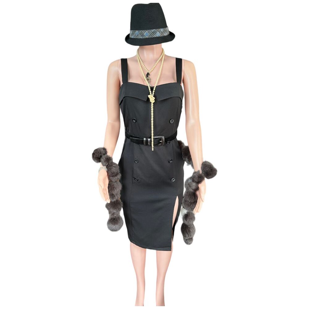 Complete 1920s Gangster Costume: Dress + 6 Accessories - Halloween/Cosplay Med.